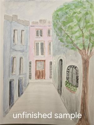 unfinished watercolor painting